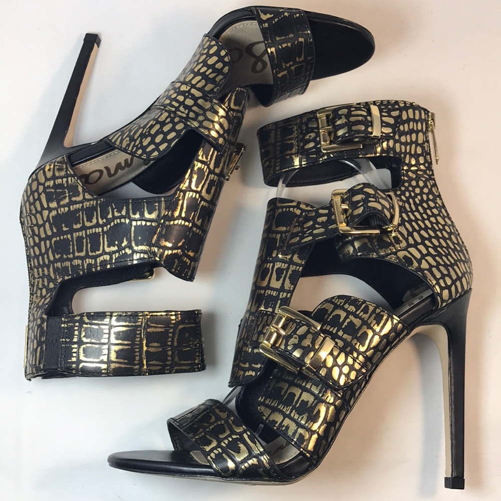 Sam Edelman women heel gold/black Sz. 7.5 NEW